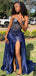 Popular Blue Sweatheart Mermaid Slit Long Prom Dress to Impress,WGP1726