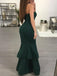 Dark Green Mermaid Strapless With Split Maxi Long Party Prom Dresses,WGP326