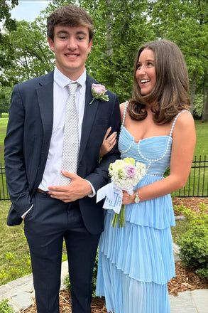 Elegant Blue A-line Spaghetti Straps Long Formal Gown to Impress,WGP1759