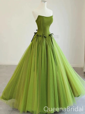 Elegant Green A-line Straight Across Long Formal Gown to Impress,WGP1758