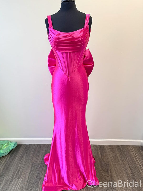dress to impress mermaid Popular Barbie Pink Bowknot Mermaid Long Prom Dress to Impress,WGP1725 – QueenaBridal