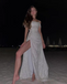 Sparkly A-line Off Shoulder Side Slit Party Prom Dresses,Evening Dresses,WGP349