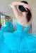 Sky Blue A-line Strapless High Low Long Party Prom Dresses,WGP282