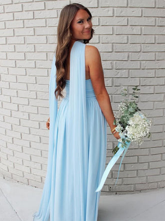 Popular Blue Straight Across A-line Long Formal Gown to Impress,WGP1804