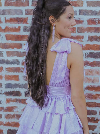 Elegant Purple A-line Bow Homecoming Dress Graduation Party Dress , QB0904