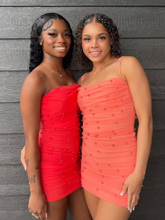 Sexy Red Straight Across Homecoming Dress Graduation Party Dress , QB0900