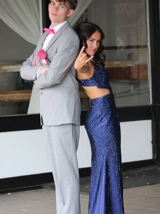 Popular Blue V-neck Slit Mermaid Long Formal Gown to Impress,WGP1792