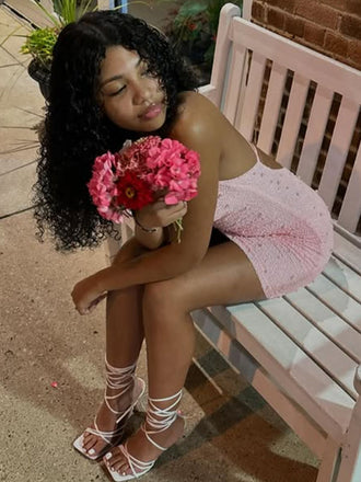 Sexy Pink Spagehtti Straps Homecoming Dress Graduation Party Dress , QB0890