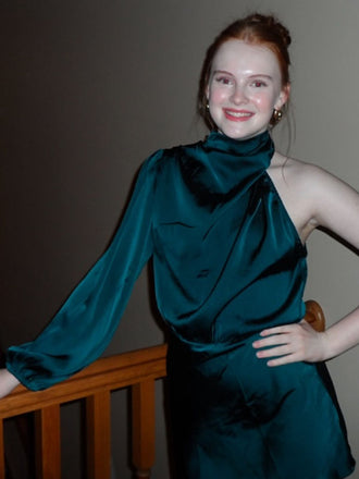 Elegant Green One Sleeve Homecoming Dress Graduation Party Dress , QB0905