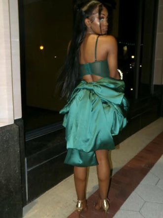 Sexy Green Spagehtti Straps Homecoming Dress Graduation Party Dress , QB0889