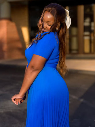 Elegant Blue Short Sleeve A-line Long Formal Gown to Impress,WGP1777