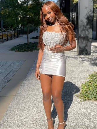 Sexy Gray Straight Across Homecoming Dress Graduation Party Dress , QB0896