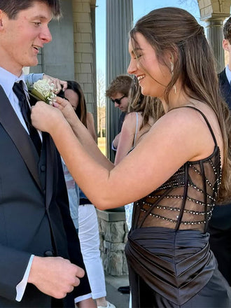 Popular Black Mermaid Spagehtti Straps Long Formal Gown to Impress,WGP1789