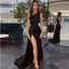 Sexy Black Mermaid Strapless Side Slit Party Prom Dresses,Evening Dresses,WGP363