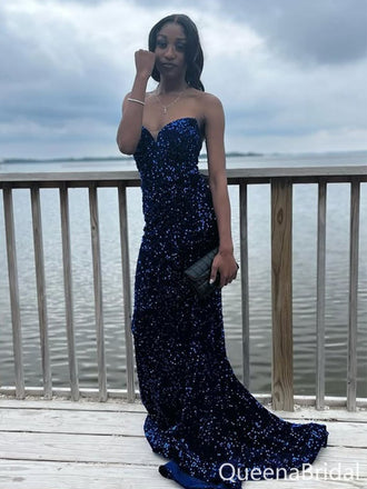 Sparkly Blue Sweetheart Mermaid Long Formal Gown to Impress,WGP1890