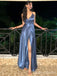 Sexy Blue A-line Spagehetti Straps Long Formal Gown to Impress,WGP1834