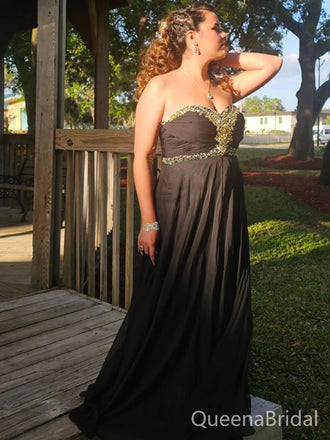 Elegant Black Sweetheart A-line Long Formal Gown to Impress,WGP1869