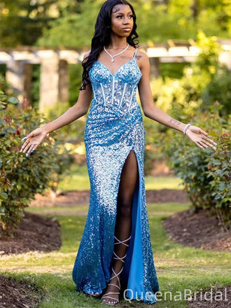 Sparkly Blue Mermaid Long Formal Gown to Impress,WGP1933