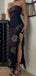 Sexy Black Mermaid Straight Across Long Prom Dress to Impress,WGP1729