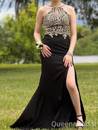 Sparkly Black Mermaid Halter Long Formal Gown to Impress,WGP1922