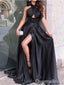 Sexy Black A-line Side Slit Maxi Long Party Prom Dresses,Evening Dresses,WGP389