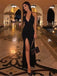 Sexy Black Mermaid V-neck Side Slit Maxi Long Party Prom Dresses, Wedding Party Dresses,WGP295
