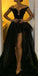 Gorgeous Black A-line High Low Off Shoulder Party Prom Dresses,Evening Dresses,WGP370