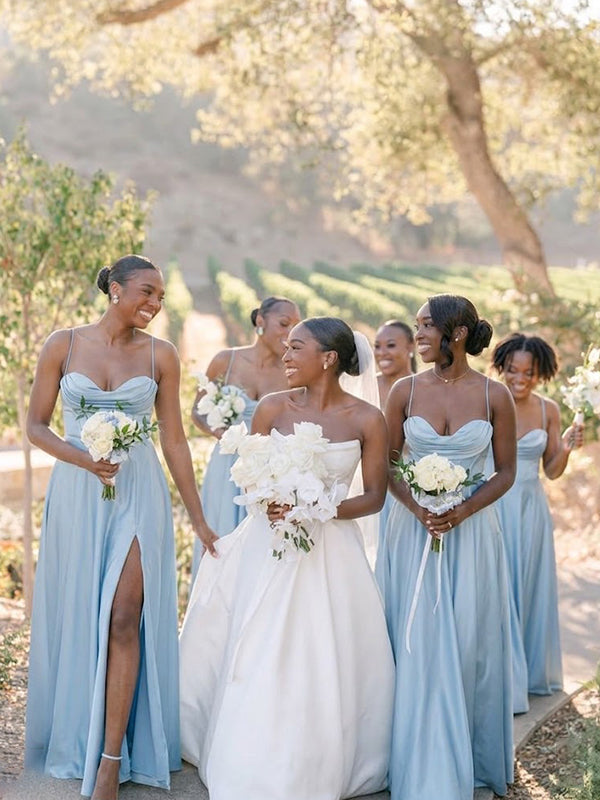 Stunning Blue Sweetheart Pleated A-line Bridesmaid Dress for Wedding Party, BDS0258