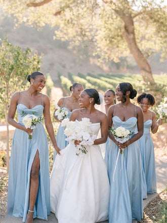 Stunning Blue Sweetheart Pleated A-line Bridesmaid Dress for Wedding Party, BDS0258