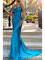 Sexy Blue Mermaid Spaghetti Straps Maxi Long Party Prom Dresses,Evening Dresses,WGP390