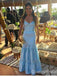 Popular Blue Sheath Spaghetti Straps Long Party Prom Dresses,Evening Dresses,WGP380