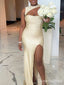 Elegant Champagne Mermaid Slit Long Formal Gown to Impress,WGP1846