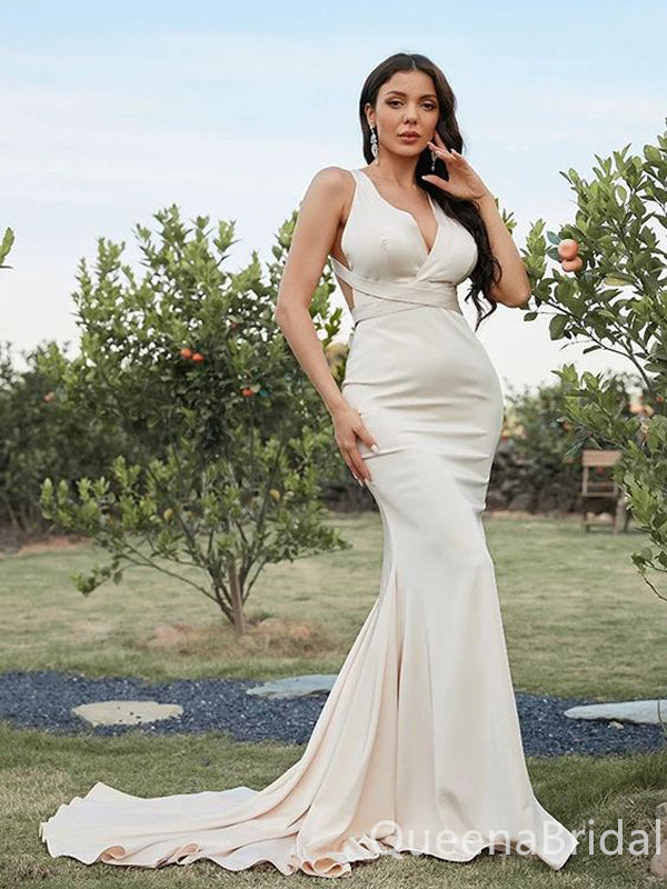 Sexy Mermaid Light Champagne Maxi Long Party Prom Dresses Online,WGP313