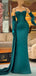 Elegant Green Spaghetti Straps Pleats Panel Train Long Mermaid  Evening Prom Dresses ,WGP402