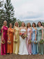 Muti-Color One Shoulder Satin Maxi Bridesmaid Dress for Wedding Party, BDS0254