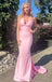 Sexy Pink Mermaid V-neck Backless Party Prom Dresses,Evening Dresses,WGP339