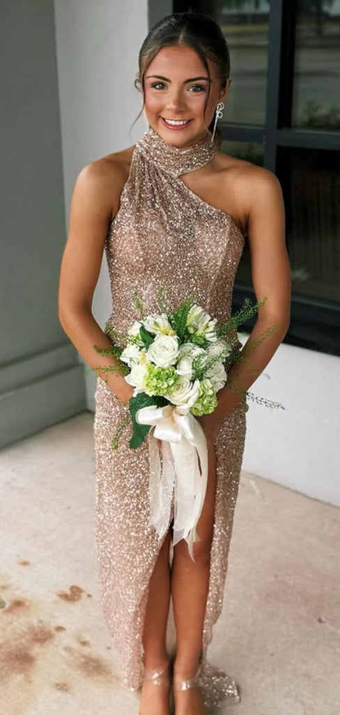 Elegant Champagne high-neck Mermaid Long Formal Gown to Impress,WGP1849