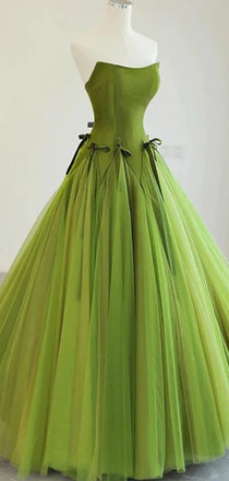 Elegant Green A-line Straight Across Long Formal Gown to Impress,WGP1758