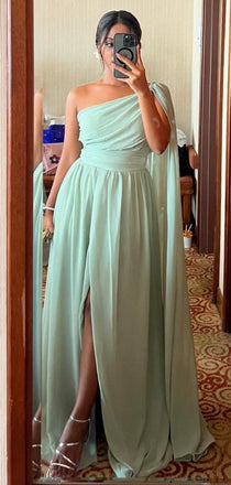 Popular Green One-shoulder Long Formal Gown to Impress,WGP1898