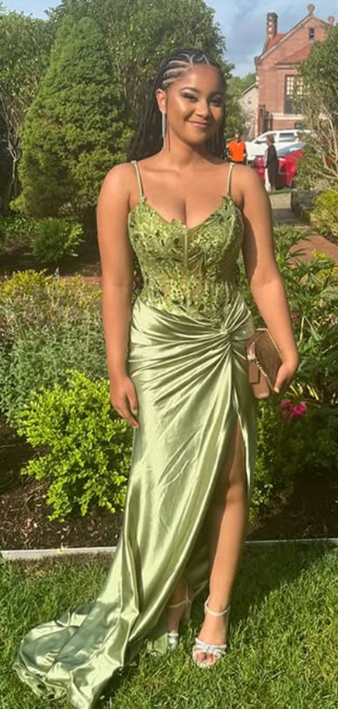 Elegant Green Spaghetti Straps Mermaid Long Formal Gown to Impress,WGP1906