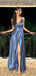 Sexy Blue A-line Spagehetti Straps Long Formal Gown to Impress,WGP1834