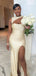 Elegant Champagne Mermaid Slit Long Formal Gown to Impress,WGP1846