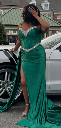 Sexy Green Mermaid Spaghetti Straps Long Formal Gown to Impress,WGP1837