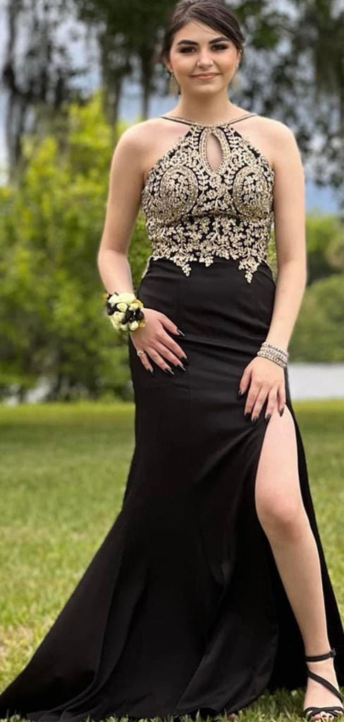 Sparkly Black Mermaid Halter Long Formal Gown to Impress,WGP1922