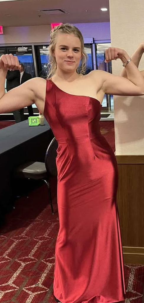 Popular Red One-shoulder Mermaid Long Formal Gown to Impress,WGP1930