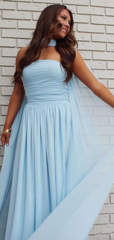 Popular Blue Straight Across A-line Long Formal Gown to Impress,WGP1804