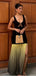 Elegant Black Green V-neck Long Formal Gown to Impress,WGP1814