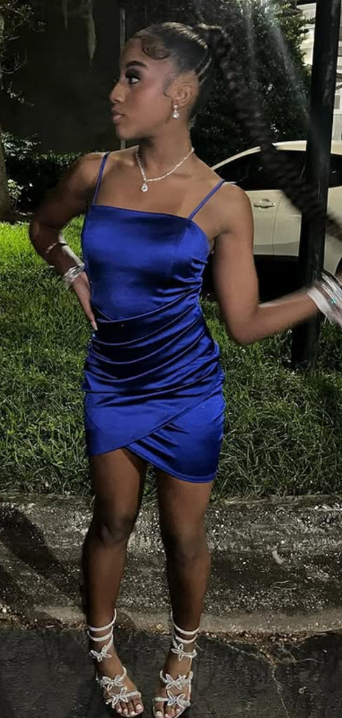 Sexy Blue Spaghetti Straps Homecoming Dress Graduation Party Dress , QB0912