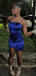 Sexy Blue Spaghetti Straps Homecoming Dress Graduation Party Dress , QB0912