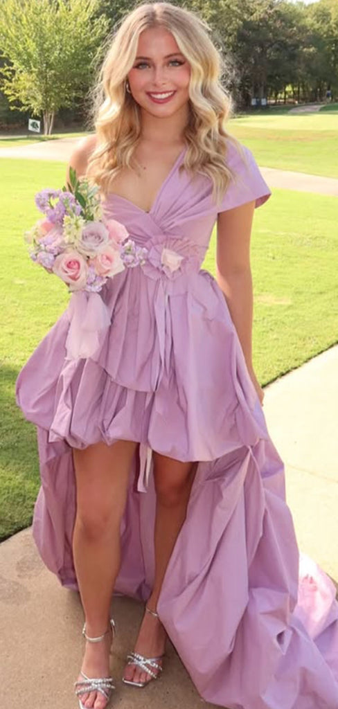 Popular High-low Purple A-line Long Formal Gown to Impress,WGP1807